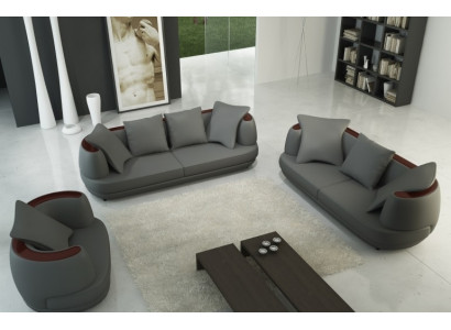 Sofa set with USB Luxury Designer Couch Upholstery 3+2+1 Leather Sofa Seat Gray new