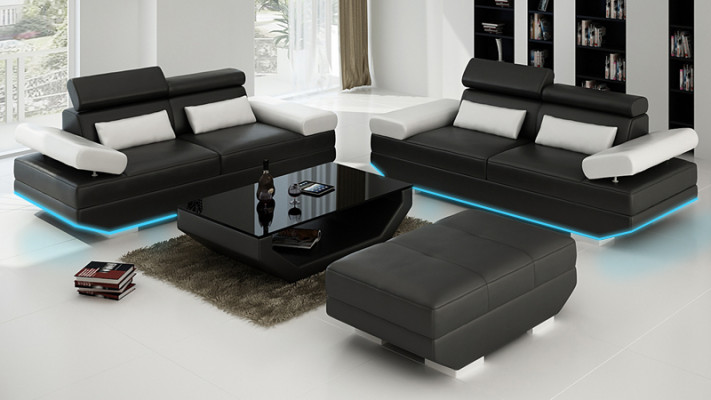 Leather Sofa Sofa with USB Living landscape 2+2 Suite Design Couch Sofa