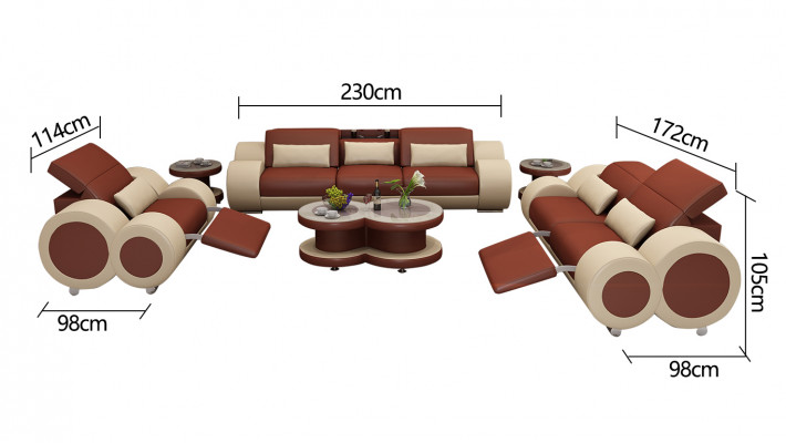 Leather sofa couch sofa set 3+2+1 seater suite design decor modern sofa