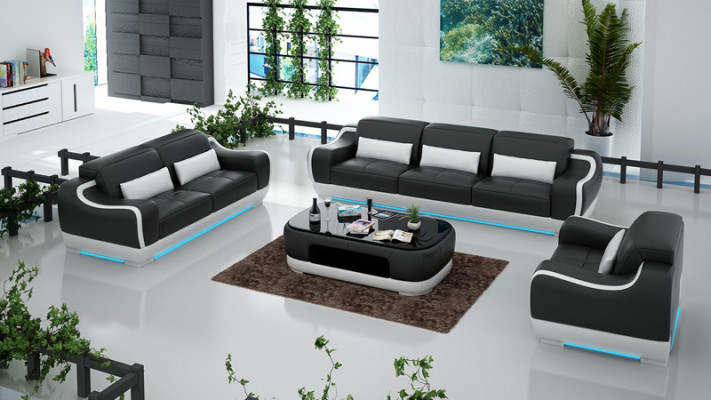 Leather sofa Couch Living landscape 3+2+1 Seater Suite Sofa Sofa set with USB