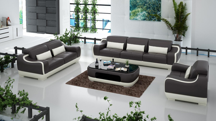 Leather sofa Couch Living landscape 3+2+1 Seater Suite Sofa Sofa set with USB