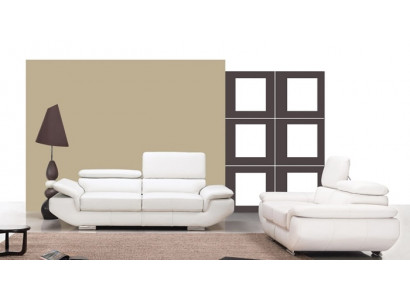 Sofa set with USB Upholstery Sofa Seat Leather Suite 3+2 Seater Weilrod "White "