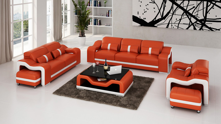 Leather sofa Couch Living landscape 3+2+1 Seater Suite Sofa set Sofa