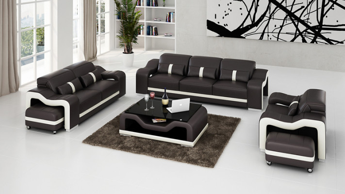 Leather sofa Couch Living landscape 3+2+1 Seater Suite Sofa set Sofa