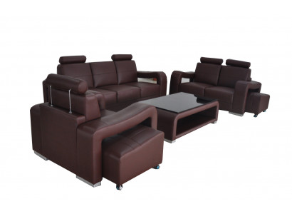 Living Leather Landscape Sofa + USB Suite Corner Sofas Seat Sets new Upholstery