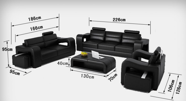 Leather sofa Couch Living landscape 3+2+1 Seater Suite Design Modern Sofa USB new