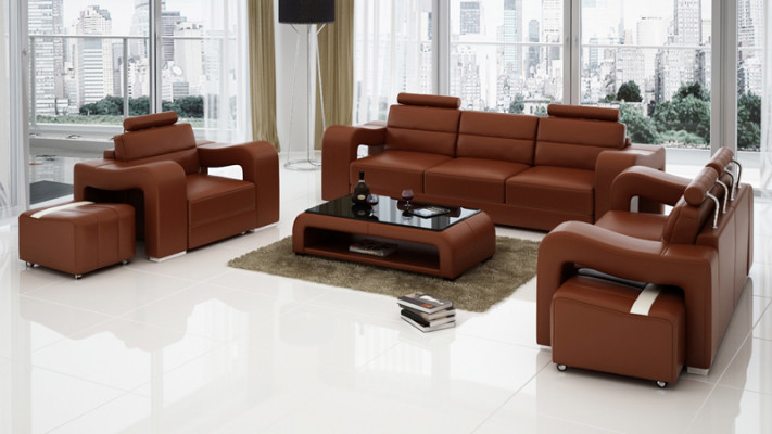 Leather sofa Couch Living landscape 3+2+1 Seater Suite Design Modern Sofa USB new