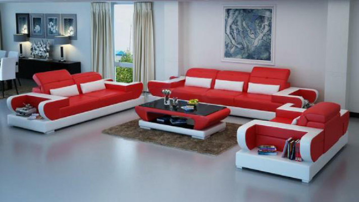 Sofa set Couch Upholstery Leather Seat Suite 3+2+1 Set Modern Sofa with USB