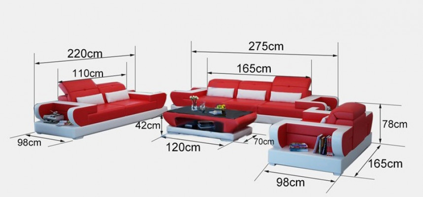 Sofa set Couch Upholstery Leather Seat Suite 3+2+1 Set Modern Sofa with USB