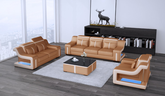 Designer Sofa Couch 3+2 Seat Upholstery Leather Couches Big Sofas Illuminated