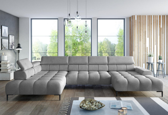 Corner sofa Textile Sofa Couch Upholstery Corner Seat Living landscape Corner group U-shape Gray