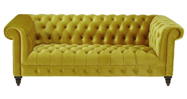 Yellow Three Seater Chesterfield Modern Design Couches Fabric Sofa new Original Furniture