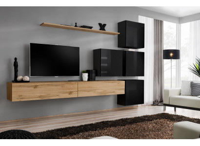 Wooden furniture wall unit TV lowboard wall shelf complete luxury suite set