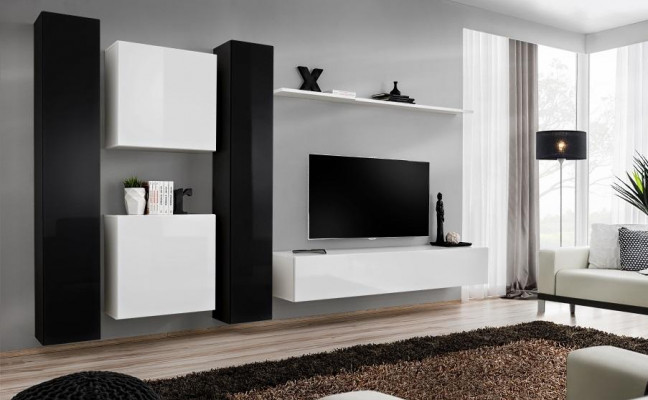 White Wall unit wall cabinet designer living room furniture TV stand sideboard