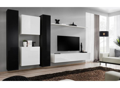 White Wall unit wall cabinet designer living room furniture TV stand sideboard