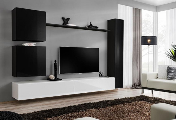 Wooden furniture Wall unit Modern Black Furniture TV Lowboard Furnishings Sideboard