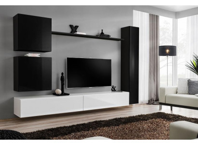 Wooden furniture Wall unit Modern Black Furniture TV Lowboard Furnishings Sideboard