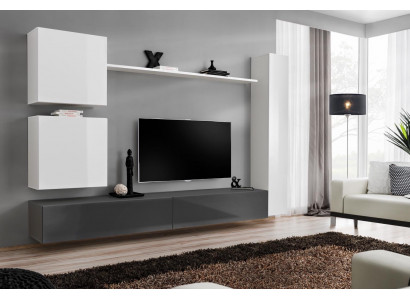 Wall unit wall cabinet style Modern Furnishings Designer White Shelf TV Sideboard