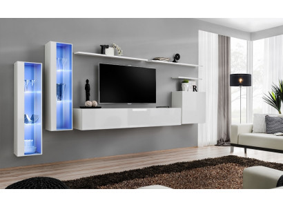 White Complete Wall unit TV lowboard Design Living room Luxury Wardrobe wall cabinet