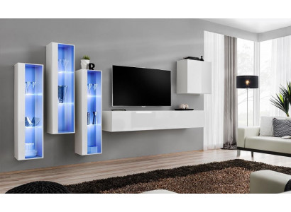 White Complete Design Wall unit Sideboard 4x Wardrobe TV cabinet Lowboard TV stand