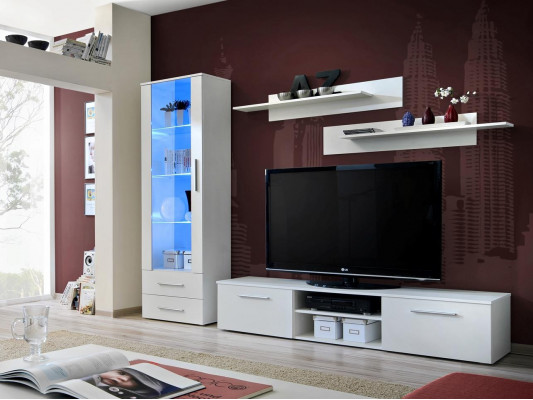 White Wall unit TV lowboard Display case TV lowboard Sideboard Modern Furnishings Shelves