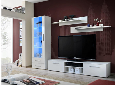 White Wall unit TV lowboard Display case TV lowboard Sideboard Modern Furnishings Shelves