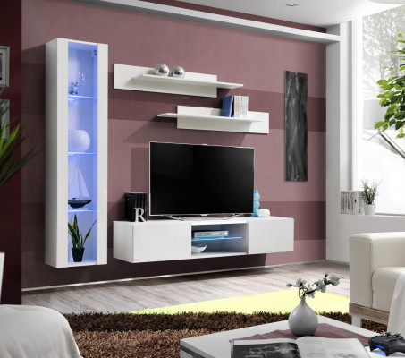 White Wall unit Wall Shelves Luxury Hanging Display case Designer Furniture Modern Furnishings