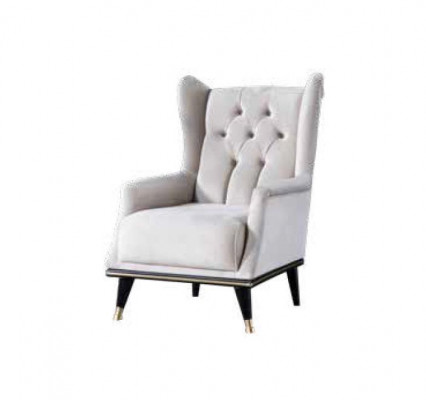 White Chesterfield upholstered armchair, modern single-seater designer seating furniture