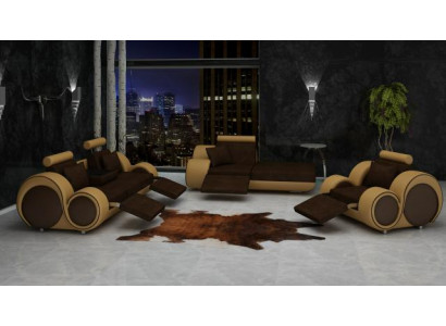 Sofa Suite Leather & Textile Fabric Couch Sofa set 3+Chaise+1 ​​Living landscape