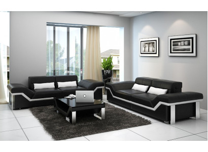 Leather Sofa Couch Living landscape 3+3 Suite Design Modern Sofas new