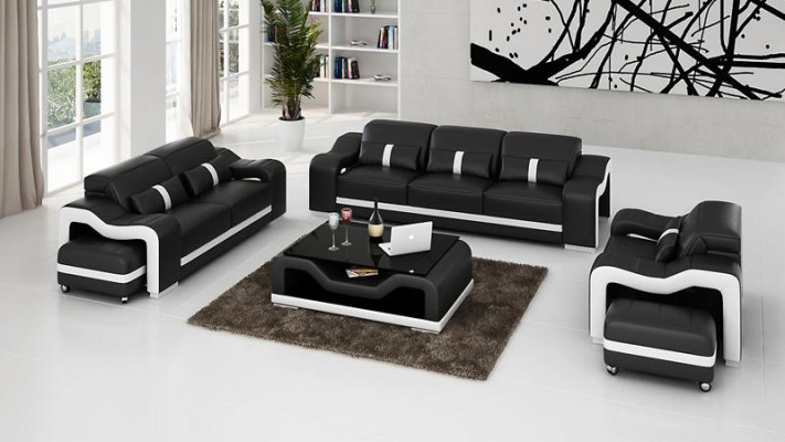 Design Sofa set Couch Upholstery Sofas Leather Modern 3+1 Seater Complete Set new