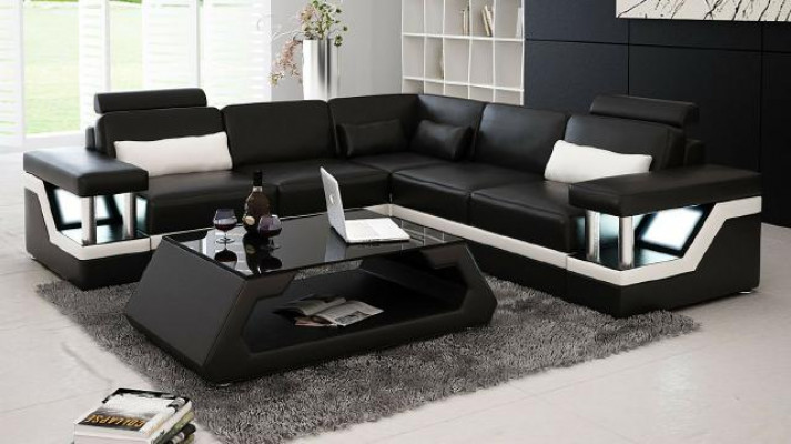 XXL leather sofa with USB Suite Living landscape Corner sofa Leather Corner sofa HAMBURG II