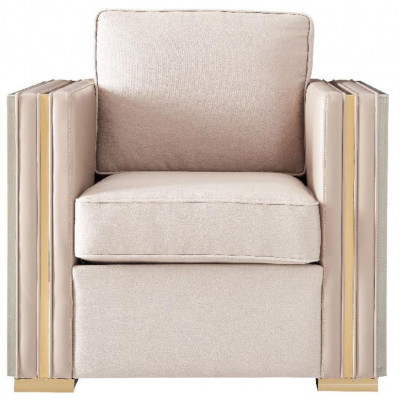 Designer Couch Seat Upholstery 3+1 Seater Beige stainless steel Suite Sofa Velvet new