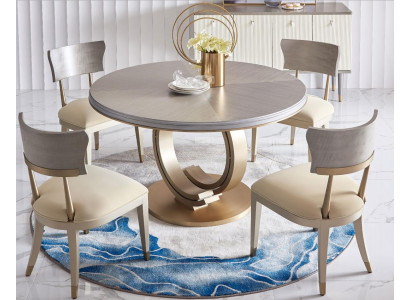 Designer Dining table luxury Dining room Tables Upholstery Wood stainless steel Table Round