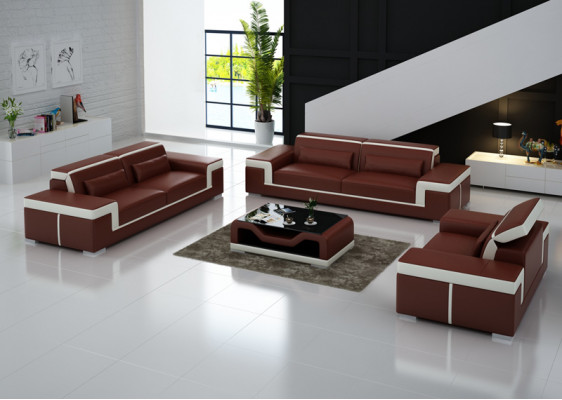 Sofa Upholstery Leather Couch Seat Complete Set Modern Suite 3+2+1 Living landscape