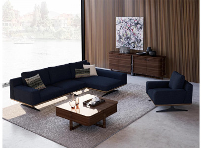 Modern Blue Designer Living room Furnishings Upholstered Sofa Luxury Upholstery Textile