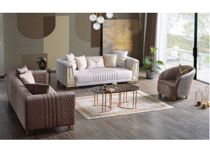 Premium Furniture Living room set 3+3+1 seats sofa set 2x sofas armchair