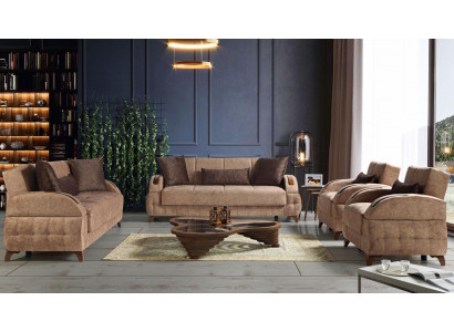 Designer Sofa set 3+2+1+1 Seater Couch Upholstery Seat Pad Brown Set