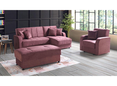 Luxury Living room Set Armchair Corner sofa Stool L-shape Modern Set Complete Relax