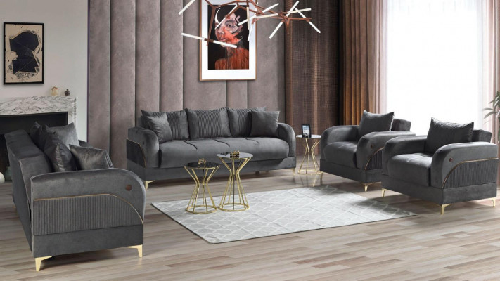 Sofa set 3+2+1+1 Seater Furniture Luxury Set Sofa set Modern Gray 4-piece