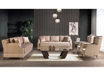 Sofa set 3+2+1+1 Seater Armchair Suite Modern Relax Furniture Beige Luxury