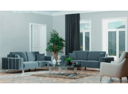 Luxury 3-piece living room set sofa set set 2x sofa 3 seater relax armchair turquoise