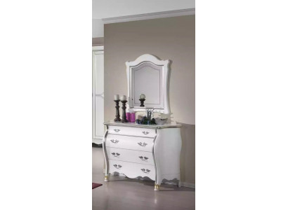 Complete wooden chest of drawers with mirror classic furniture decoration 2 pieces