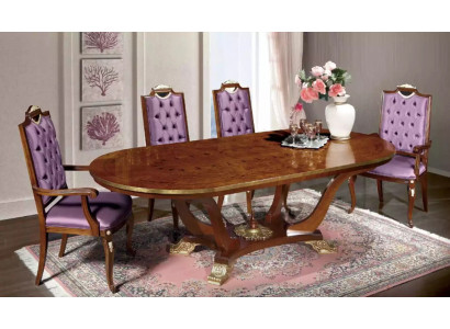 Dining table 4x Chairs Classic Dining room Suite 5pcs. Set of oval tables