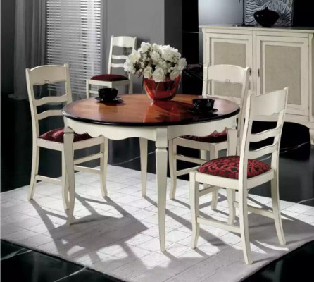 Complete set Dining table 4x Chairs Chest of drawers Dining set Wooden table White new