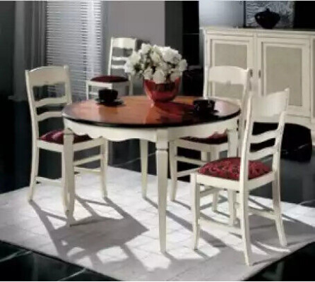 Complete set Dining table 4x Chairs Chest of drawers Dining set Wooden table White new