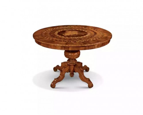 Dining table Dining room Brown Round Classic Table Design Wood Luxury Furniture