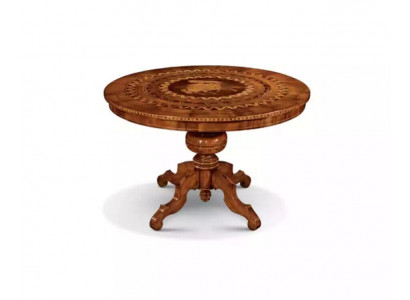 Dining table Dining room Brown Round Classic Table Design Wood Luxury Furniture