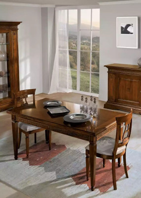 Suite set 7 pieces. Dining room Dining table 4x Chairs Display case Luxury Wood Furniture