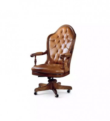 Office chair Wood Chef Armchair Chesterfield Italy Furniture Brown Rotatable new